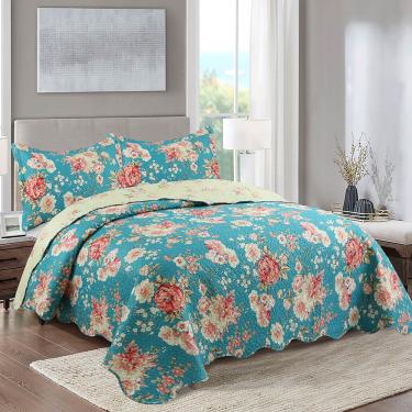 Imagem de Kit Cobre Leito Colcha Casal Boutik Dupla Face - Vanessa