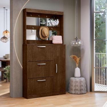 Imagem de Jogo Sapateira E Porta Objetos Com Espelho Caruá Malbec