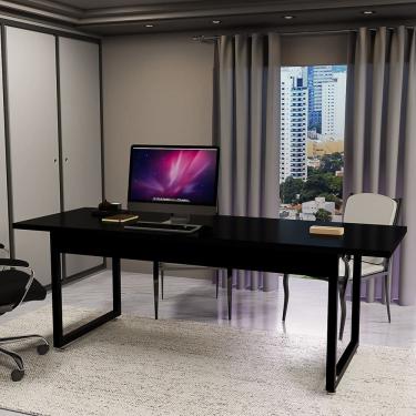 Imagem de Mesa Diretor Sala De Reunião Estilo Industrial 190x80 Escritório Base De Ferro