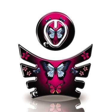 Imagem de Kit Adesivo Protetor De Tanque Moto Bros Honda Ano Até 2015 Cores E Modelos Borboleta - Rosa E Preto