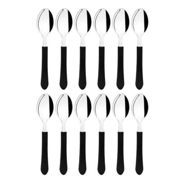 Imagem de 12 Colher De Mesa Inox Tramontina Leme Preto
