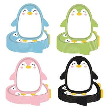 Imagem de 40 peças de pratos de papel de pinguim de 23 cm, decorações de aniversário de pinguim, pratos de festa para suprimentos de festa de Natal, inverno, 4 designs de cores, pratos de sobremesa descartáveis