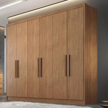 Imagem de Guarda Roupa Casal Ambiente Linea 6 Portas 4 Gavetas Cumaru 23 Com Nicho - Novo Horizonte