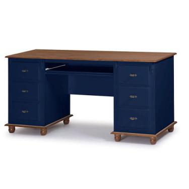 Imagem de Escrivaninha 6 Gavetas Suporte para Teclado e Divisor de Ambiente Offi