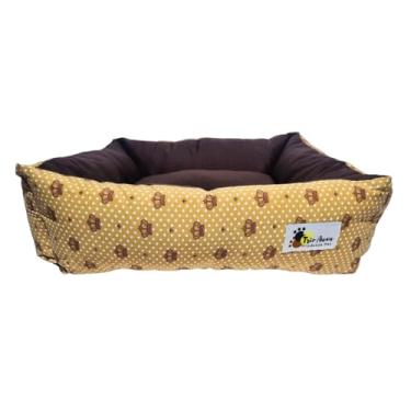 Imagem de Cama Cachorro Gato Caminha Pet Macia Confortável Zíper Quadrada Tam. P M G Coroa Rosa (Coroa Marrom, Médio)
