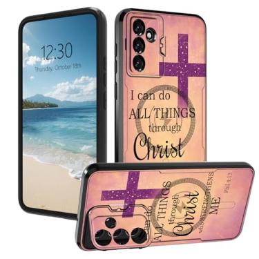 Imagem de AIRWEE Capa magnética robusta para Samsung Galaxy A15 5G, capa protetora de camada dupla à prova de choque com suporte de câmera oculta para Galaxy A15 5G 6,5 polegadas, Philippians 4-13