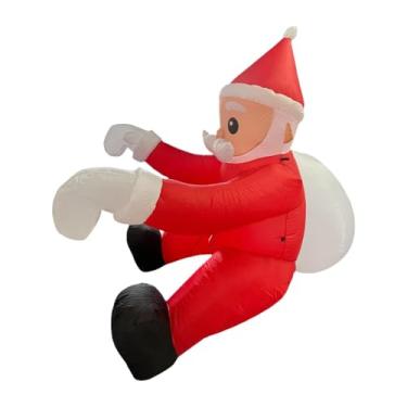 Imagem de Baoblaze Parede de escalada inflável Papai Noel, enfeite de Natal para festas, decoração inflável de Natal para pendurar no teto, Luz Colorida de 2