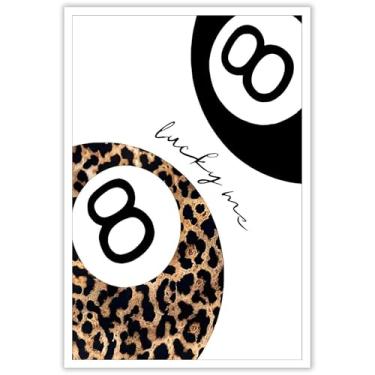 Imagem de Funky Lucky 8 Ball Posters Prints Retro Y2k Trendy Preppy Room Aesthetic Art Leopard Wall Decor Pictures For Girls Bedroom Bathroom Apartment Dorm 40.6x61.0 cm Sem moldura