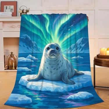 Imagem de Cobertor com selo aurora, cobertor fofo para mulheres, meninas, lã, macio, aconchegante, flanela, aurora, roupa de cama quente, para crianças, adultos, sofá-cama, 102 x 127 cm