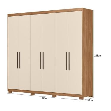 Imagem de Guarda Roupa Venice 6 Portas, 4 Gavetas E 4 Cabideiros Amêndola Off White Com Pés - Demóbile Amêndola Off White