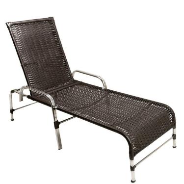 Imagem de Espreguiçadeira Esteira Catar de Alumínio Piscina Tabaco