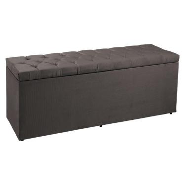 Imagem de Calçadeira Recamier Baú Queen 1,60m Suede Cinza