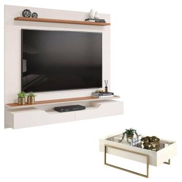 Imagem de Painel Para Levi Off White Freijó E Mesa De Centro Suri Off White - Dj Móveis