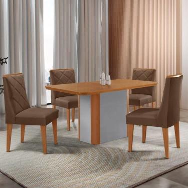 Imagem de Mesa De Jantar Isadora 4 Cadeiras Isadora Veludo Marrom