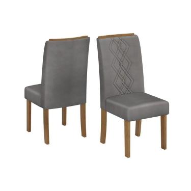 Imagem de Cadeira Sala De Jantar Ayla Kit 2 Un Freijo-suede Lunar Grafite - Dj Móveis