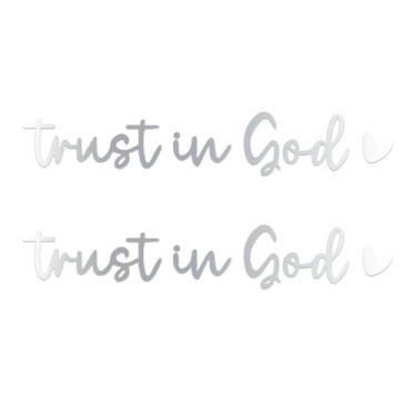 Imagem de HQRNYP 2 peças de decalques de espelho retrovisor Trust in God, adesivo de espelho, adesivos decorativos de vinil automotivo, decalque de lembrete de autoafirmação universal para carro, caminhão