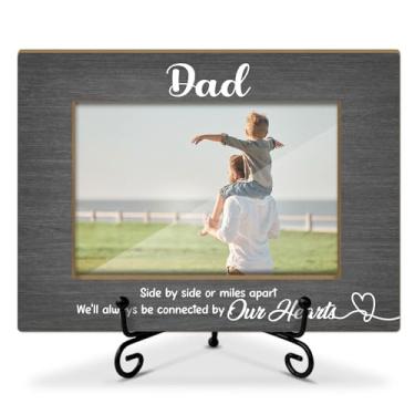 Imagem de Porta-retrato de madeira para papai, presente de aniversário de Dia dos Pais, Dia de Ação de Graças, presente de primeira vez para pai da filha e filho, porta-retrato 10 x 15 com suporte de ferro para