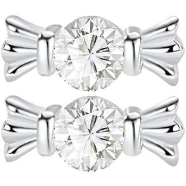 Imagem de Brincos pequenos e delicados para mulheres, brincos em forma de bala prata S999 com zircônia cúbica, leves e hipoalergênicos