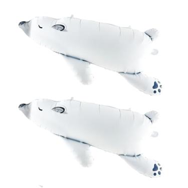Imagem de 2 Pcs Polar Bear Foil Balloons, 21x39 inch Large Lying Down 3D Arctic Animal Balloons for Baby Shower Decorations, Winter Birthday Party, Christmas Photo Booth Props Supplies