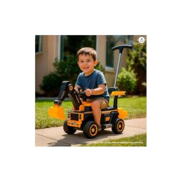 Imagem de Retroescavadeira Elétrica Infantil 6V, Amarela e Preta, com Pá Móvel, Luzes e Música, Capacidade 30kg, 60x35x38cm, para Crianças Acima de 3 Anos
