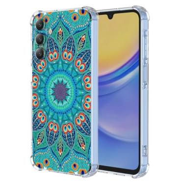 Imagem de WEIOUHR Capa para Galaxy A15 5G Samsung A15 5G Transparente TPU Macio Pena Verde Design em Relevo, Resistente a Choques Capa Protetora Leve, para Samsung Galaxy A15 5G (Verde Pavão)