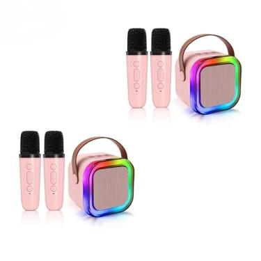 Imagem de Kit Karaokê Infantil com 2 Microfones - Caixa de Som Bluetooth à Prova D'água para Crianças 3-12 Anos(KIT2 Rosa-Com 2 Microfones)