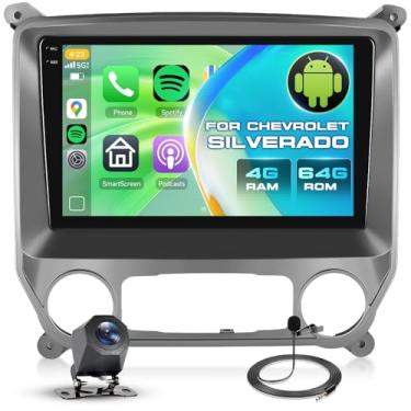 Imagem de Estéreo automotivo 4G + 64G para Chevrolet Silverado 2014-2018 com Carplay sem fio e Android Auto, tela sensível ao toque Driauto de 10,1 polegadas, rádio Android para Chevrolet Bluetooth Mirror