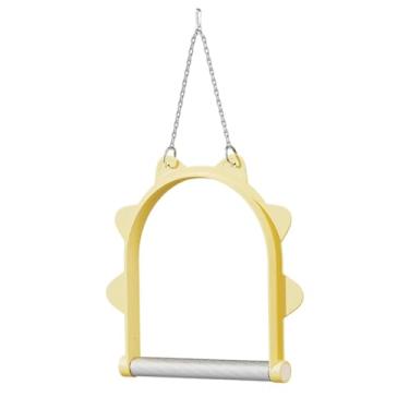Imagem de MotiveTech Poleiro de Balanço para Pássaros, Brinquedo para Papagaios, Suporte Suspenso Feito de PP E Metal, Promove Exercício E Coordenação para Seu Pássaro, amarelo