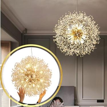 Imagem de Gimpo, Luminária Pendente 66cm Dente Leão 1292 Cristais Dourado 16 x G9 Lustre Teto Gimpo KJDD-L-458-GOLD