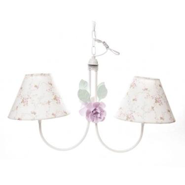 Imagem de Lustre 2L Simples 2 Flores G Rosa Quarto Bebê Infantil - Potinho de me