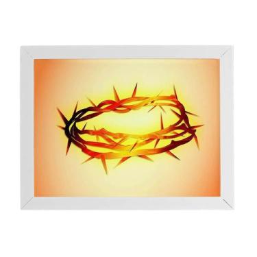 Imagem de Quadro Coroa De Espinhos Jesus Cristo Moldura Branca 60X40Cm - Plimsho