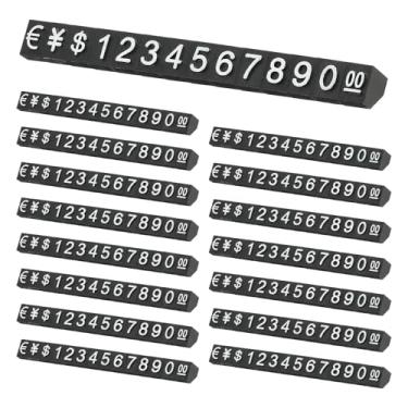 Imagem de PATIKIL Conjunto de 15 cubos de exibição de preços, suporte ajustável para etiqueta de preço removível, número de letras, kit de bloco de dólar para sinalização de exibição de lojas de varejo de joias