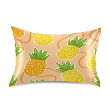 Imagem de Blueangle Fronha de cetim abacaxi para cabelo e pele, fronha de seda, tamanho Queen (50,8 x 76,2 cm) - Capas de almofada de cetim com fecho de envelope (580)