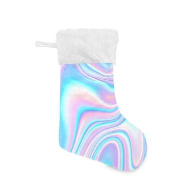 Imagem de GakkiGii Meia de Natal grande com redemoinhos abstratos, decoração de Natal suspensa para parede de árvore de lareira, 45 x 31 cm