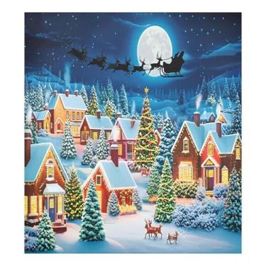 Imagem de SEHANY Capa magnética para lava-louças de Natal Snowy Town, adesivos magnéticos para decoração de Natal para painel de geladeira e lava-louças, decoração de Natal de cozinha doméstica 58 x 66 cm