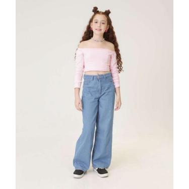 Imagem de Calça Jeans Wide Leg Juvenil Marisa Tam 10 a 16-91910, 12, Jeans azul