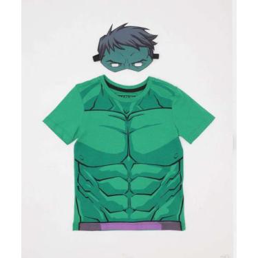 Imagem de Camiseta Infantil Fantasia Hulk Marvel Tam 4 a 10-42079, 6, Verde