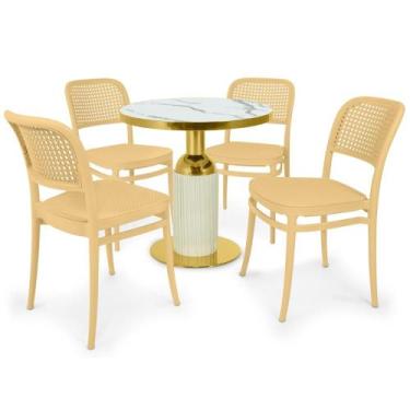 Imagem de Conjunto Mesa de Jantar Redonda Imperial 70cm Branca com 4 Cadeiras Ro