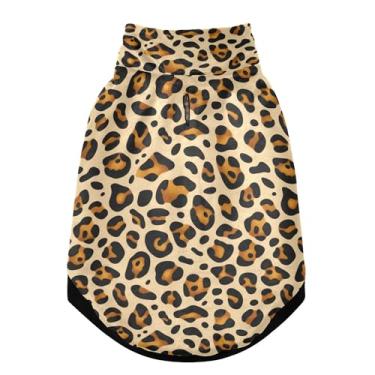 Imagem de SEHANY Casaco de cachorro marrom com estampa de leopardo para cães pequenos, superquente à prova de vento, jaqueta de inverno macia e aconchegante para clima de neve fria com coleira para animais de