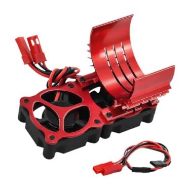 Imagem de oshhni Ventilador de refrigeração do motor de carro RC em liga de alumínio, acessório robusto, substitui diretamente as peças do carro RC, dissipador de, Vermelho