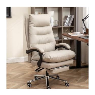 Imagem de HGTRH Cadeira de escritório com descanso para os pés, cadeira executiva ergonômica com almofada de assento de mola espessa, base de liga de alumínio de massagem de 7 pontos, 90°-175°, encosto