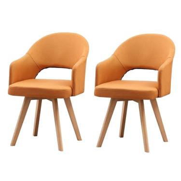 Imagem de Cadeiras giratórias modernas, cadeiras de jantar de meados do século com apoio de braço e pernas de madeira maciça preta para casa, escritório, cozinha, C, 2 peças