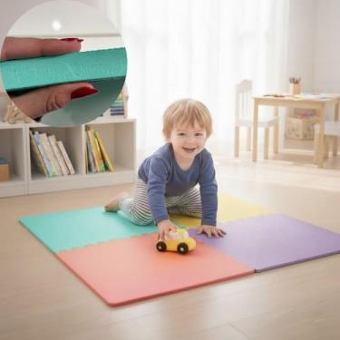 Imagem de KIT 12 Placas Tapete Tatame EVA 50x50cm 20mm 24 Bordas Emborrachado Ex