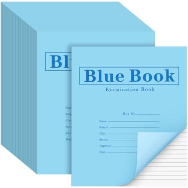 Imagem de Skyygemm Pacote com 100 livros de exame, azul, 8 folhas, 16 páginas, livro de exame costurado em sela larga para casa, negócios, escola, escritório