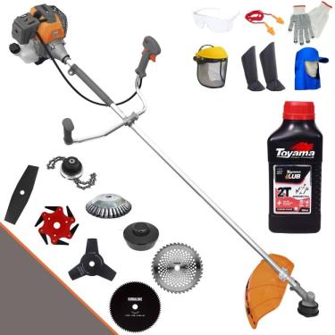 Imagem de Roçadeira Tekna RL520P 52cc 2HP + Facas 2 Pontas, 3 Pontas, 6 Pontas, 40 Dentes Vídea, 80 Dentes, Trimmer e Escova de Aço + EPI + ÓLEO TOYAMA