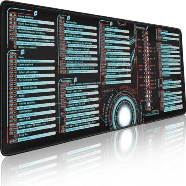 Imagem de Tapete de teclado de planilha grande estendida Excel, teclas de atalho, mouse pad com borda costurada antiderrapante