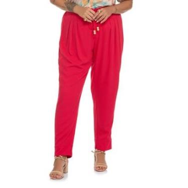 Imagem de Calça Feminina Plus Size com Pregas Secret Glam Vermelho-Feminino