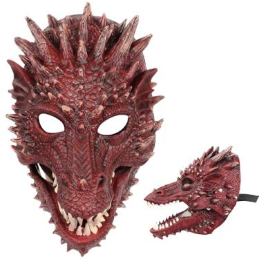 Imagem de Máscara Creativity Dragon Half Mask Novidade Halloween Carnaval Máscara Vermelha Látex (VERMELHO)