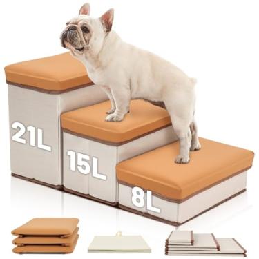 Imagem de Escada Pet, Com 44L Funcionalidade de Armazenamento Escada para Pet, Três Degraus, Escada para Pet Subir Na Cama, Escadinha para Cachorros, Escada Pet para Cães, Escada Cachorros Cama