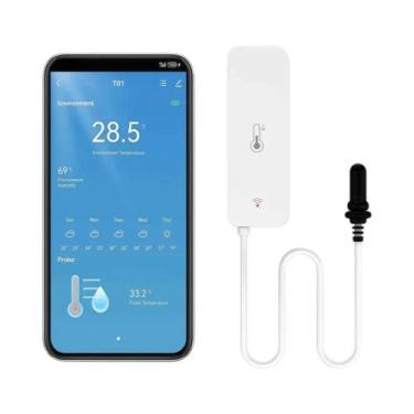 Imagem de Sensor De Temperatura E Umidade Inteligente WiFi Zigbee Com Sonda Exte